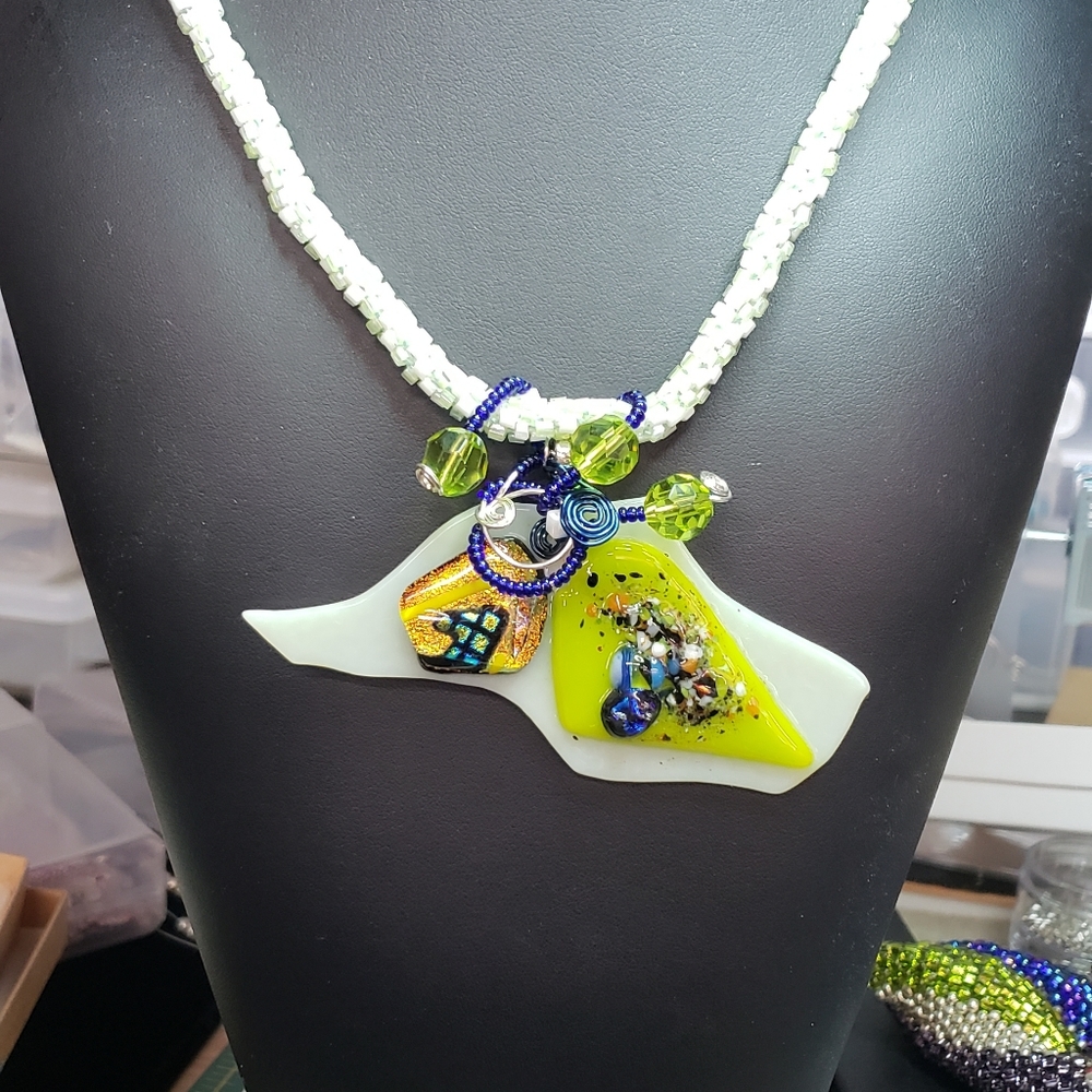 Handmade fused glass pendant